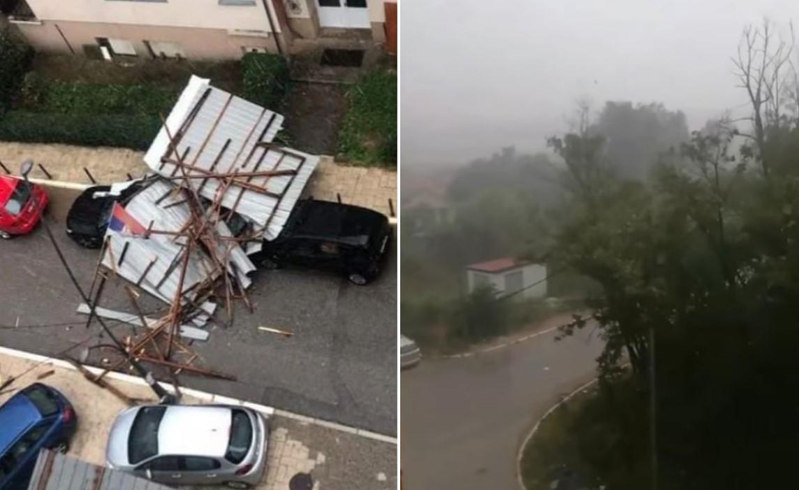 Grad i olujni vjetar napravili haos: Nevrijeme trajalo 15 minuta, oštećena vozila i krovovi