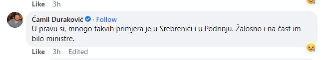 Komentar Durakovića na Facebooku - Avaz