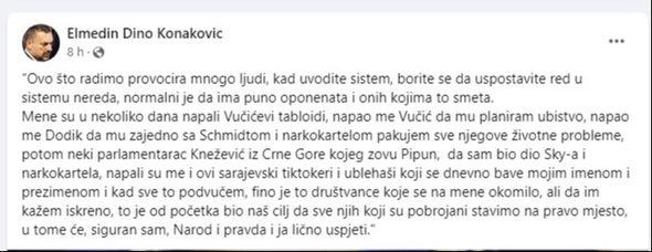 Objava Elmedina Konakovića - Avaz