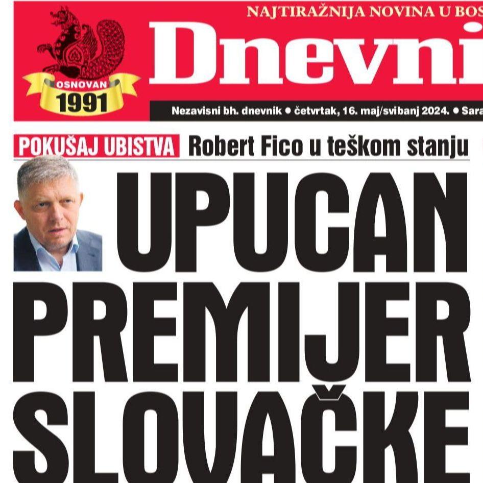 U današnjem "Dnevnom avazu" čitajte: Upucan premijer Slovačke