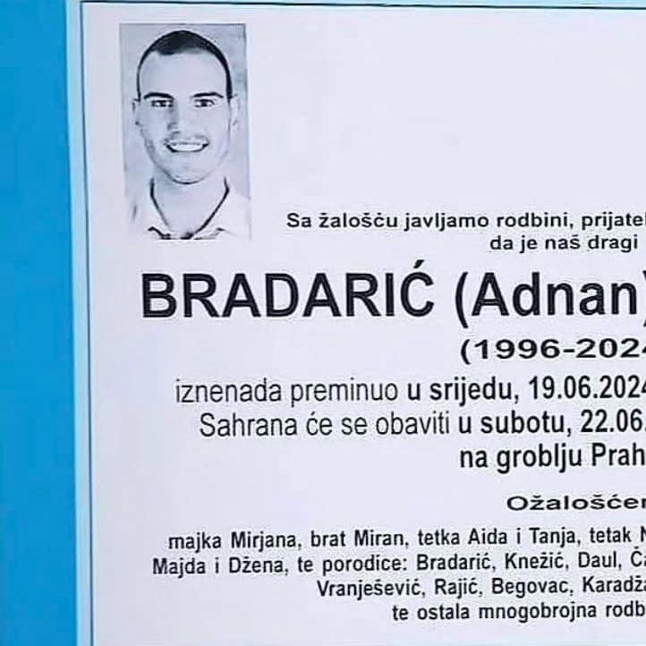Tragedija u Travniku: Preminuo 28-godišnjak, prijatelji se opraštaju od njega