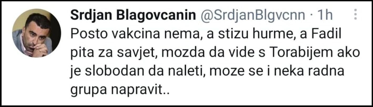 Status Srđana Blagovčanina - Avaz