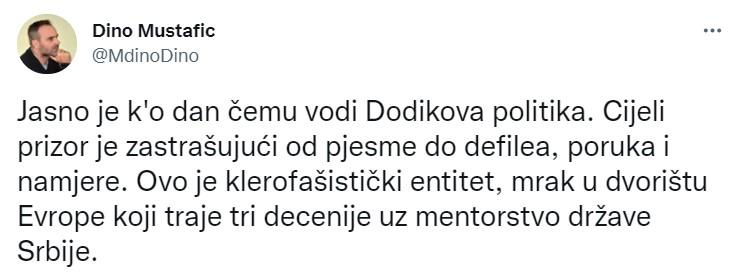 Reakcija Dine Mustafića na Twitteru - Avaz