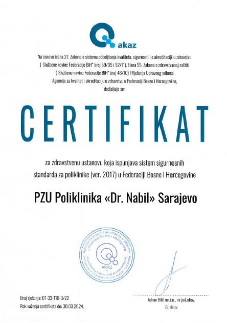 AKAZ-ov certifikat - Avaz