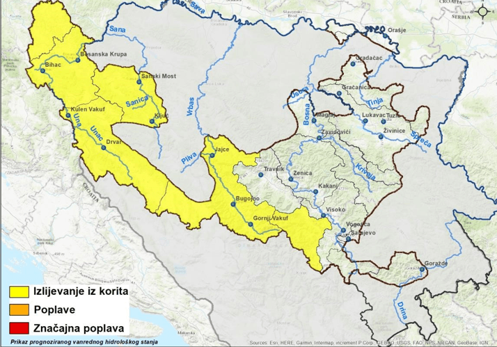 Izdato vanredno hidrološko stanje u USK i dijelu SBK: Postoji mogućnost izlijevanja rijeka iz korita