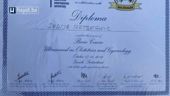 Diploma iz kursa koji je završila Sebija 2012. godine - Avaz